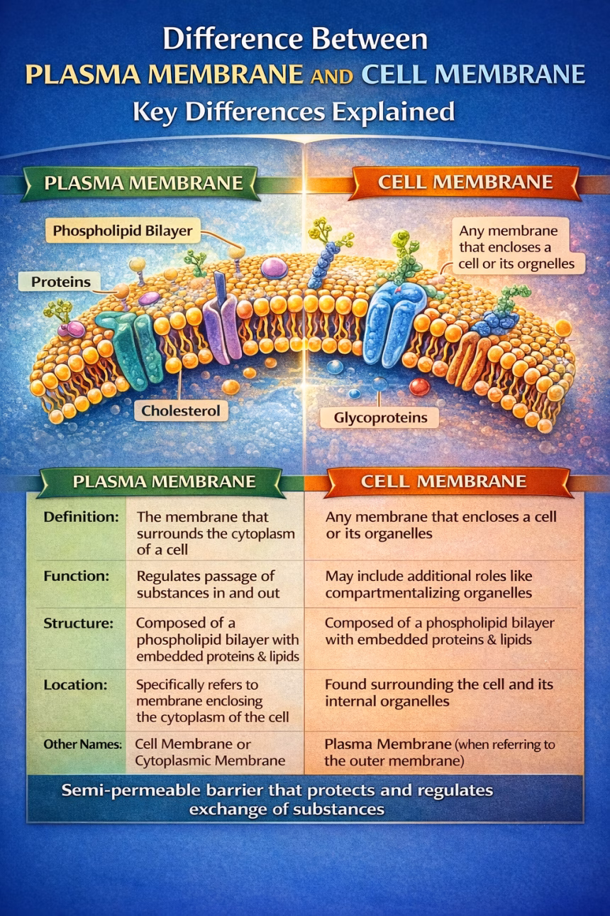 Difference Between Plasma Membrane and Cell Membrane