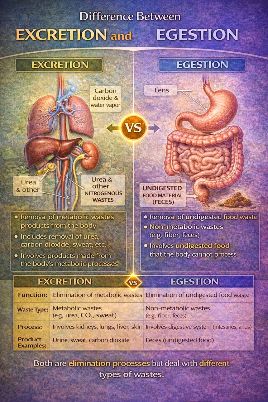 Difference Between Excretion and Egestion in Biology