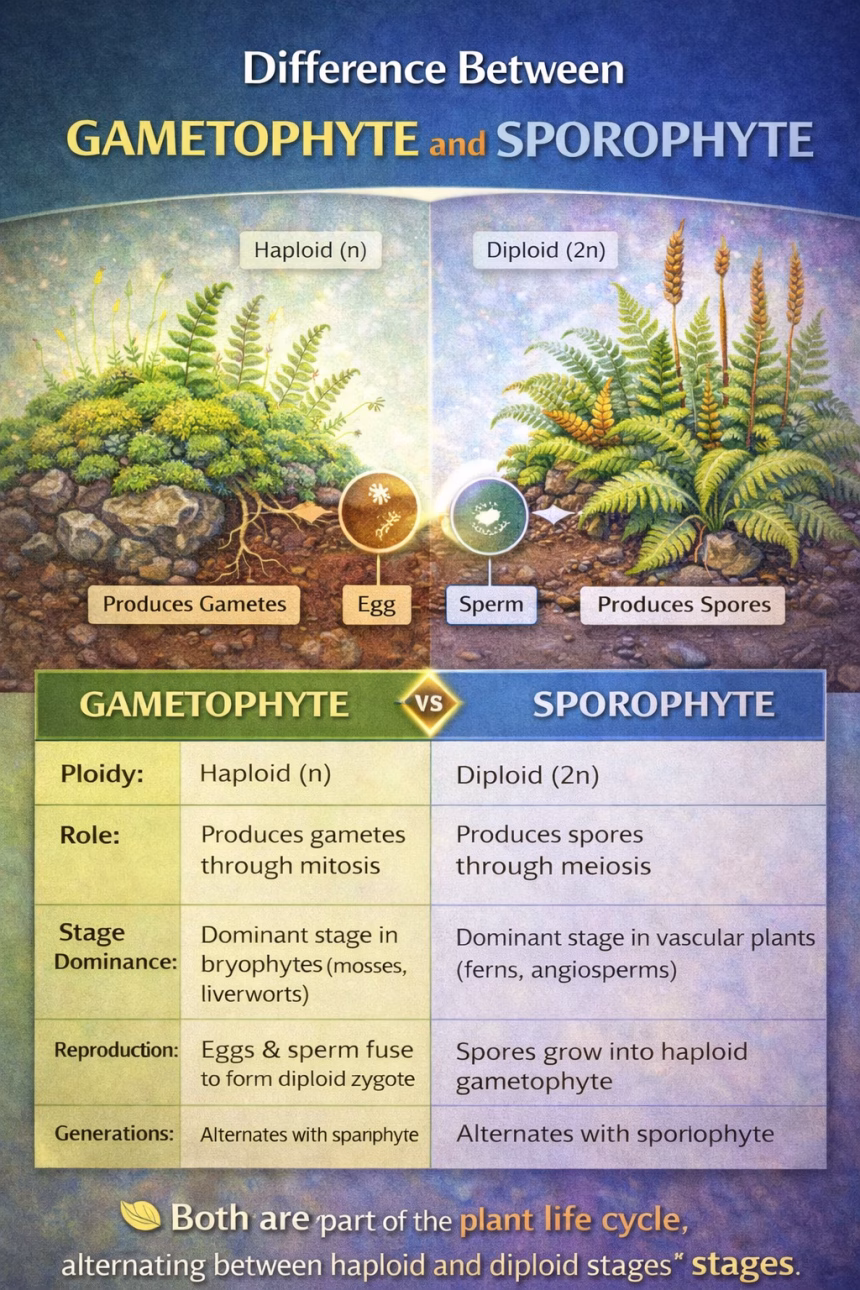Difference Between Gametophyte and Sporophyte in Plants