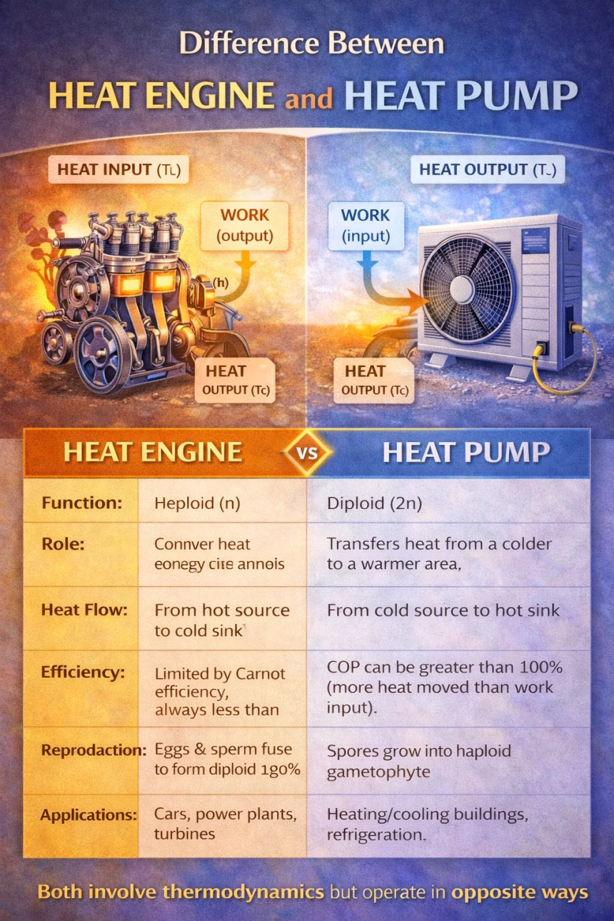 Difference Between Heat Engine and Heat Pump Explained