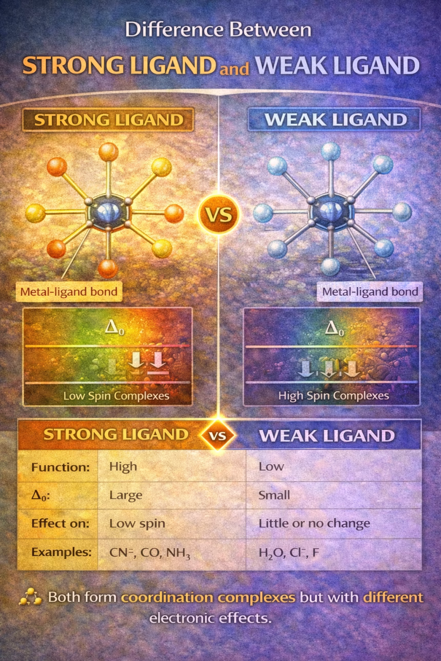 Difference Between Strong Ligand and Weak Ligand in Chemistry