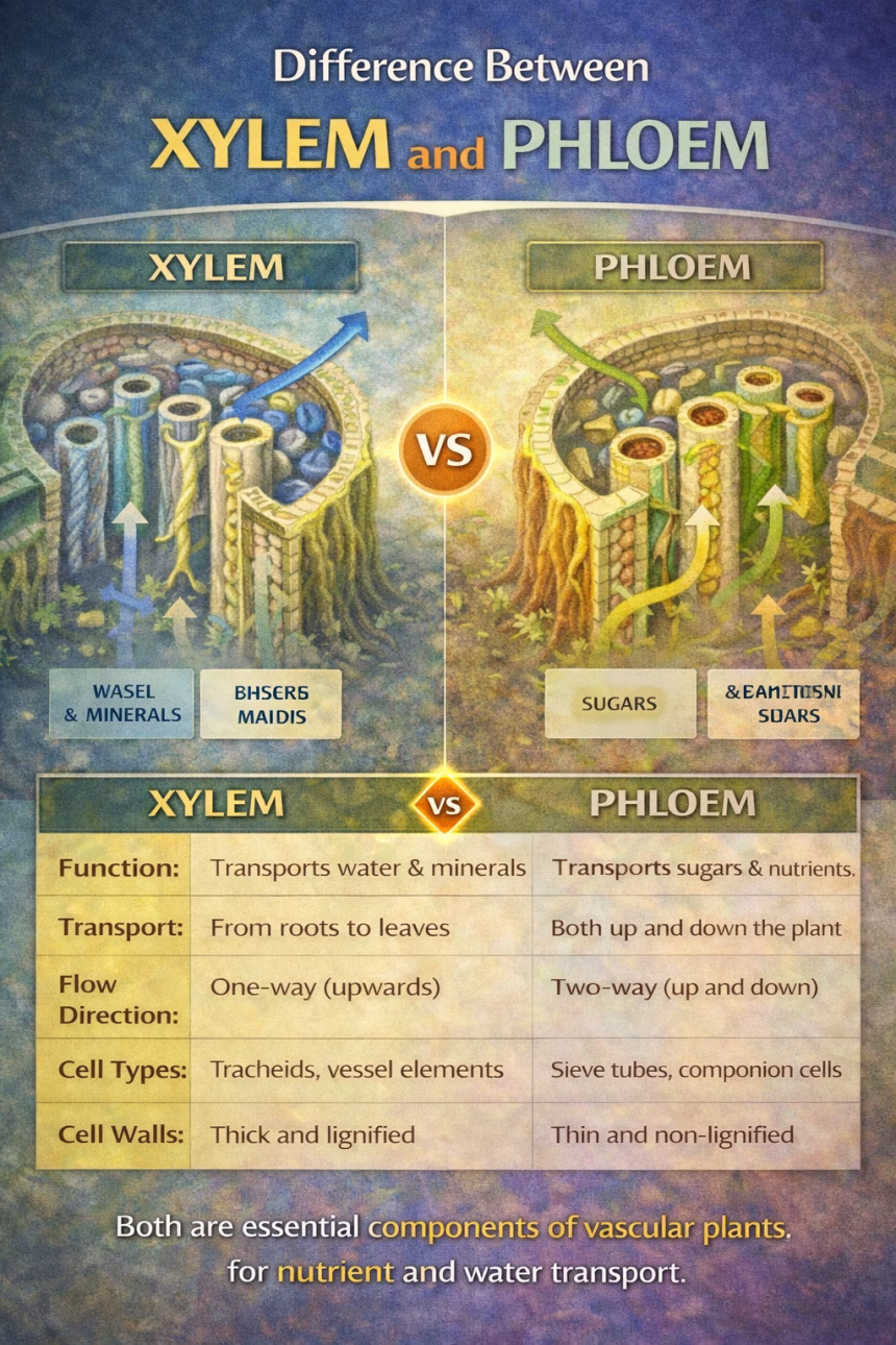 Difference Between Xylem and Phloem