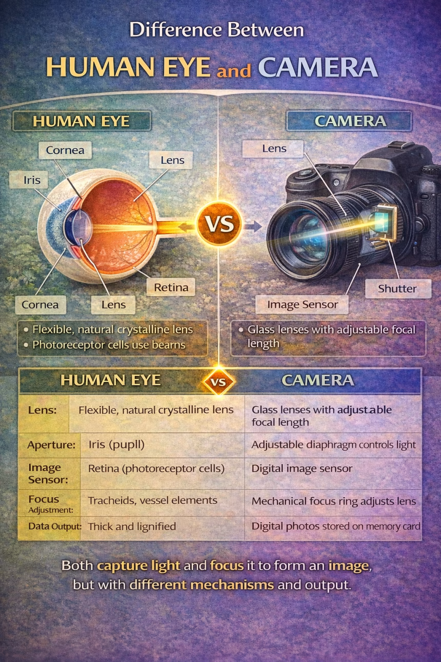 Difference Between Human Eye and Camera