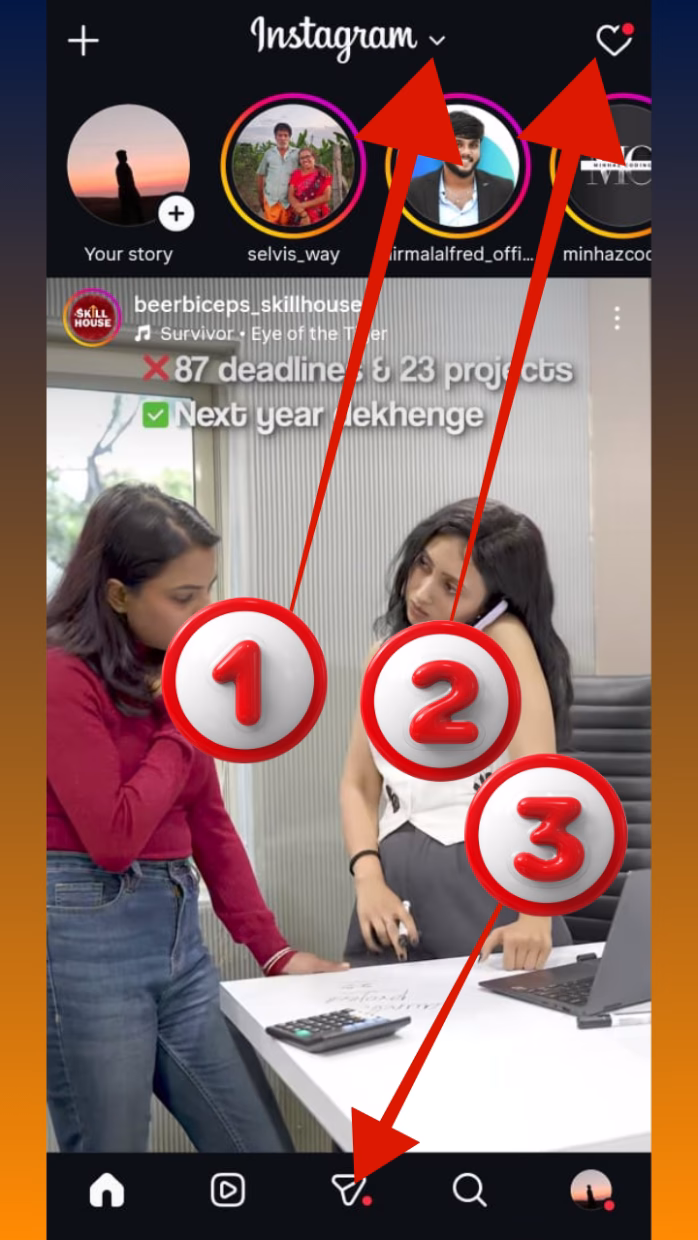 Icons at the top of the app